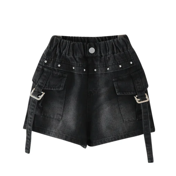 Girl Pants 2025 Summer New Children's Clothing Korean Wind Girl Baby Fashionable Cargo Denim Shorts Casual Simple Daily - Image 2