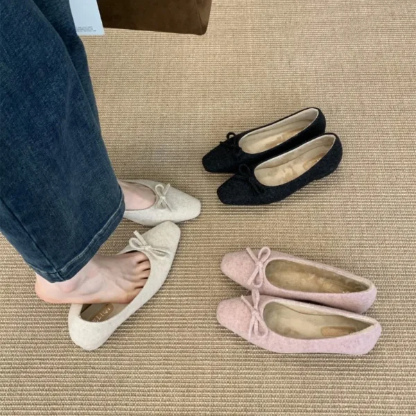 Women Flats Shoes Fashion Bow Tie Ballet Flat Loafers Shoes Women Round Toe Ballerina Shallow Sneakers Women Zapatos De Mujer - Image 2