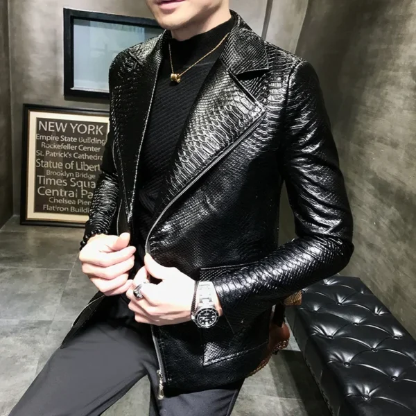 Leather Jacket Coat Men Autumn Design - Image 4