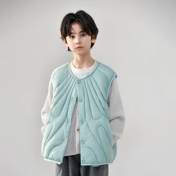 Kids Down Winter Ultra Light O-Neck Boys Girls Puffer Waistcoat Children Sleeveless Lining Jackets