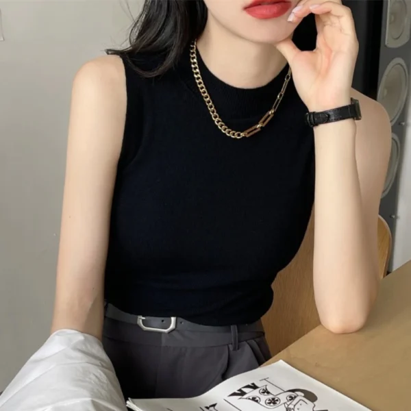 New Temperament Soft Knitted Sweater Vest Women Fashion Streetwear Sleeveless Tank Top Casual T-Shirt Top Camisole High Quality - Image 5