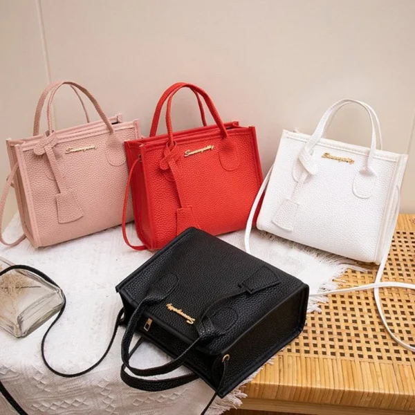 Solid Color Lychee Grain Ladies Handbags Single-shoulder Crossbody Handheld Triple-use Satchel Portable Leisure Bag