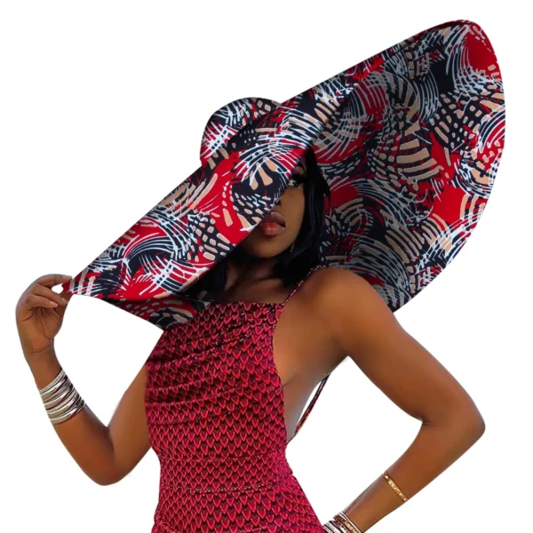 African Women Hat Summer Beach Hats Large Brim Sun Protection Fashion Ankara Cap Hat Customized Product - Image 4