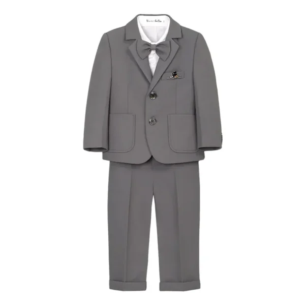 Child Fomal Dress Suit Set British Style Baby Boys Wedding Birthday Party Performance Costume Kids Blazer Pants Bowtie Clothes - Image 5