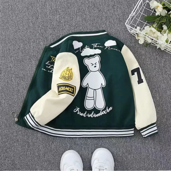Spring Autumn Baby Boys Jacket Fashion Cartoon Bear Pattern Kids Windbreaker Coats For Children Outerwear Clothing 2-12Year - Image 2