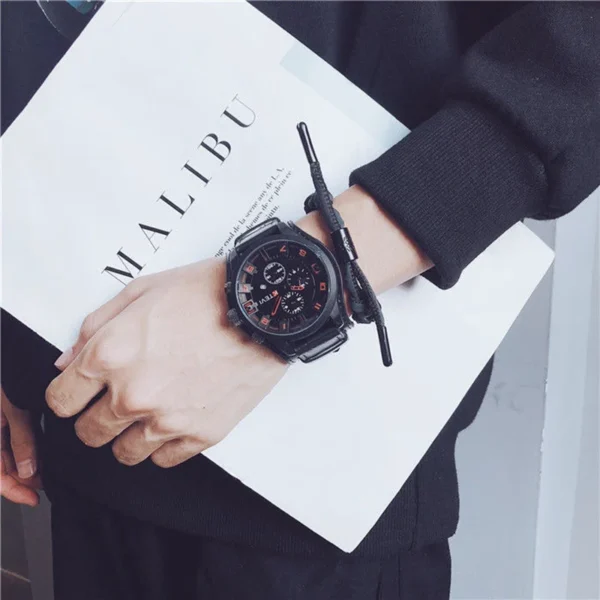 YIKAZE Retro Men's Watches Classic Luxury Business Quartz Watch Fashion Big Dial Leather Strap Date Military Wristwatch for Men - Image 6