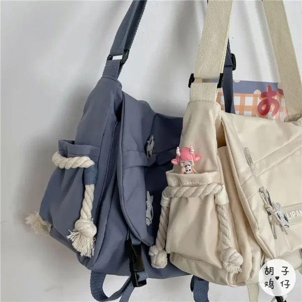 Japanese Simple Messenger Bag Korean Bag Student Nylon Waterproof Canvas Bag Crossbody Bags for Women Satchels - Image 5