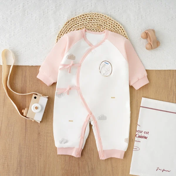 Moon Rabbit Thin Cotton Jumpsuit Newborn Printed Clothing Boys and Girls Romper Long Sleeved Pajamas Set Cartoon Casual Bodysuit - Image 3