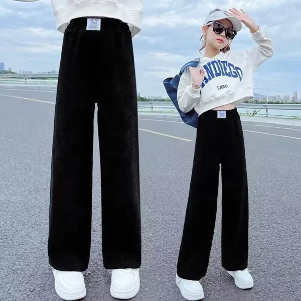 2024 Girls Playwear Children Loose Fashion Sweatpants Kids Trousers Teenager Soft Korean Jogger Casual Black White Pants 4-14Y - Image 3