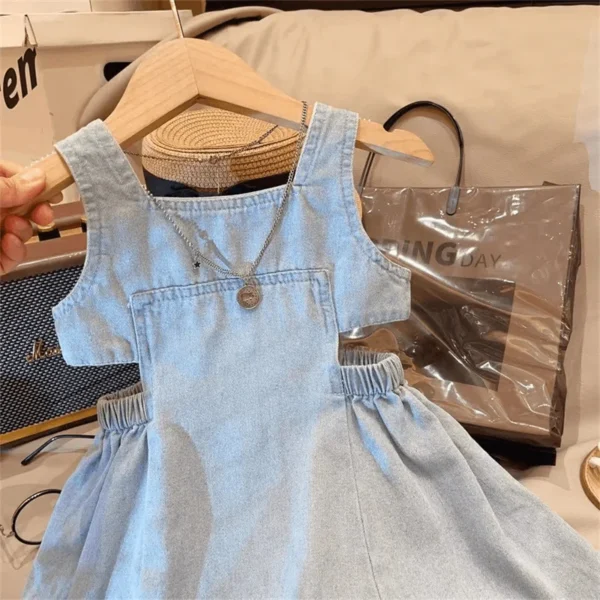 2025 Korean Version of Summer Dress Strap Children's Clothing Summer Clothing New Girls' Baby Skirt Korean Denim Skirt Fashion - Image 4