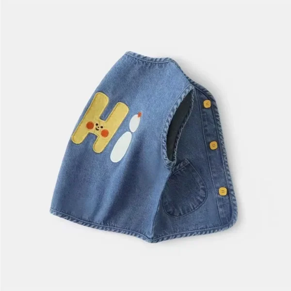 Boys Girls Denim Vest Spring Autumn V-Neck Letters Print Sleeveless Jean Waistcoat Children Casual Jacket Outerwear - Image 3