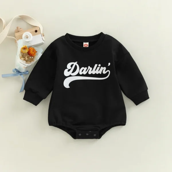 Newborn Baby Boy Girl Crewneck Sweatshirt Romper Oversized Long Sleeve Bodysuits Outfit Cute Fall Spring Tops Clothes - Image 2