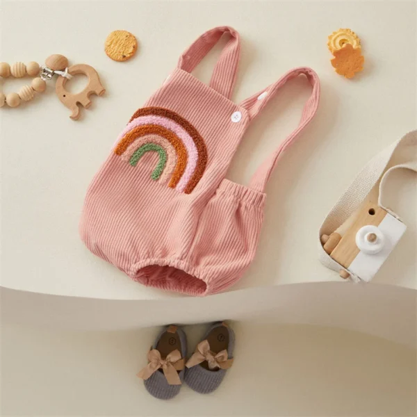 Tregren 0-18M Newborn Infant Toddler Baby Girls Romper Strawberry Rainbow Embroidery Jumpsuit Overall Summer Clothing - Image 4
