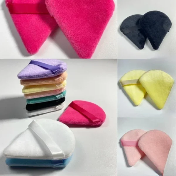 1-2pcs/bag Velvet Cosmetic Puff Triangle Shaped Soft Foundation Powder Sponge Wet Dry Used Washable Makeup Beauty Sponge Tools