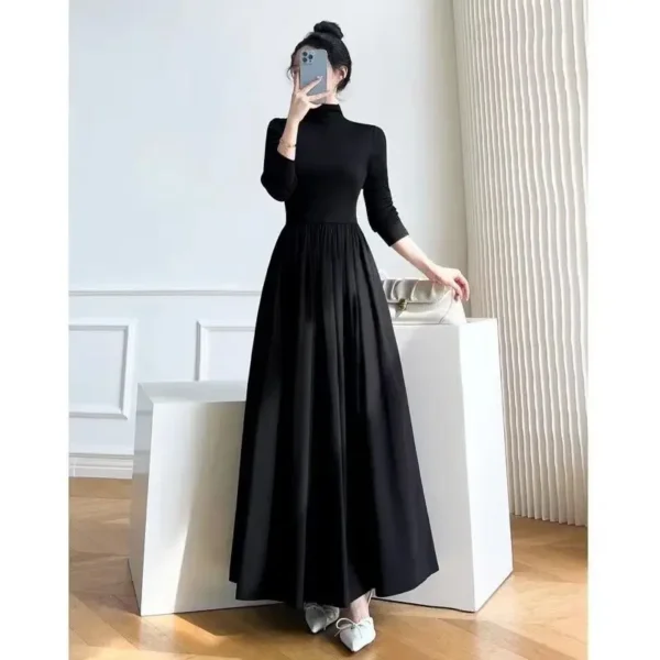 2024 New Slim Long Sleeve Elegant Dress Autumn Winter Thin Casual Temperament Pullovers Women's Clothing Office Lady Simplicity - Image 2