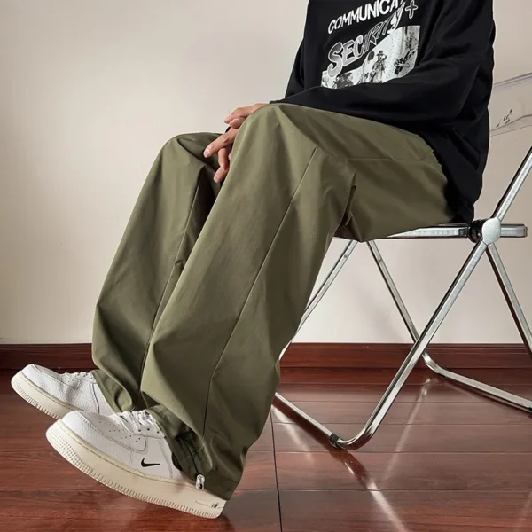 2024 Autumn Pants Men Solid Chic Wide Leg Trousers Cozy Baggy All-match Streetwear Teens Joggers Men Korean Couples Sweatpants - Image 3