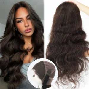 Natural Wave Real Remy Human Hair Wig for Women HD Lace Wig 150% Density Dark Brown Hair Soft Breathable Natural Hairline