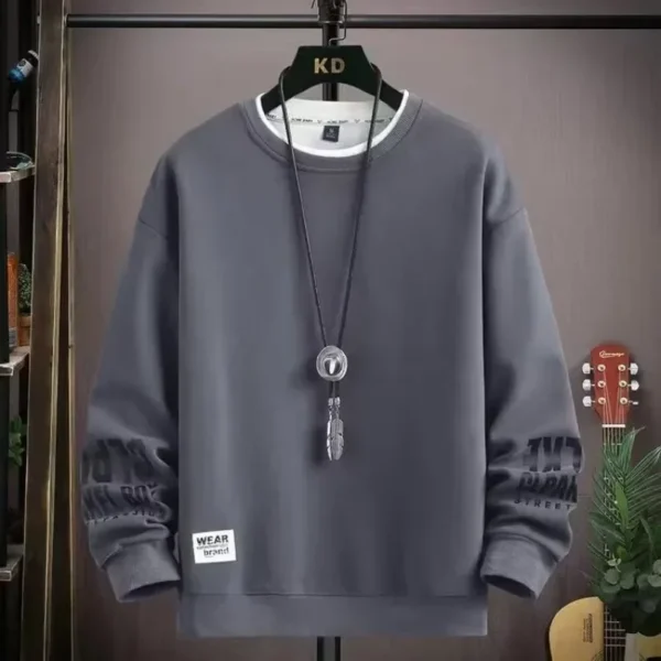 Men Clothing Sweatshirt Korean Fashion Harajuku O-Neck Long Sleeve Sweatshirt - Image 4