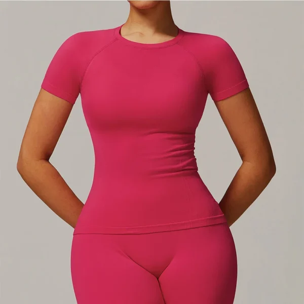 Seamless Women Yoga Top Sexy Sport T Shirts Fitness Clothes Short Sleeve Yoga Shirt Gym Top Running Active Wear Sport Top Femme