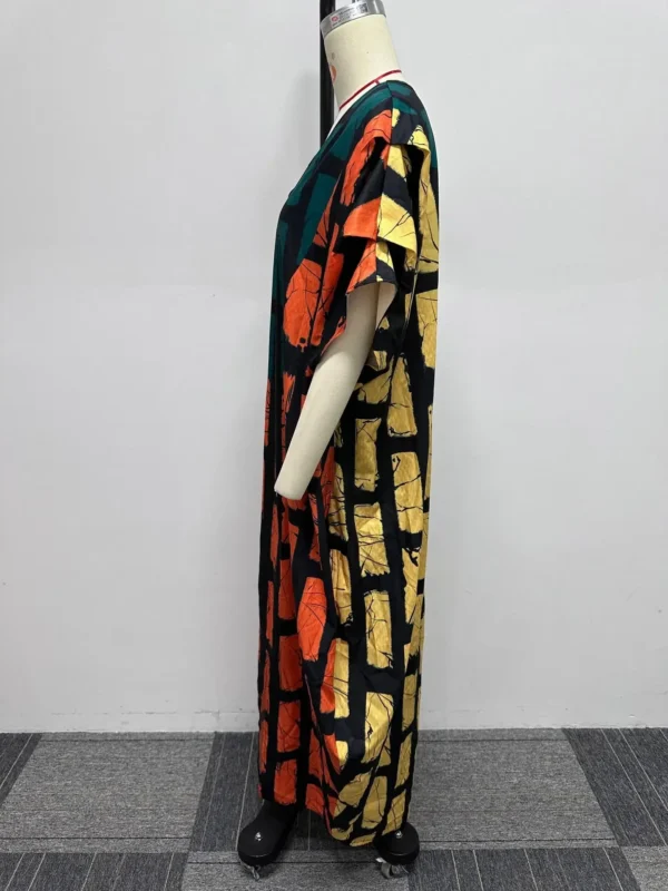 2024 Dashiki African Dresses for Women Autumn Africa Short Sleeve V-neck Polyester Printing Long Maxi Dress Ankara Dresses S-3XL - Image 5