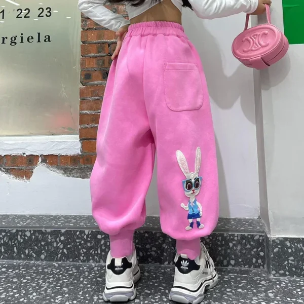 Girls Clothes Spring Autumn Casual Pants Cotton Jogger Pants Cartoon Rabbits Design Children's sweatpants Elastic waist trousers