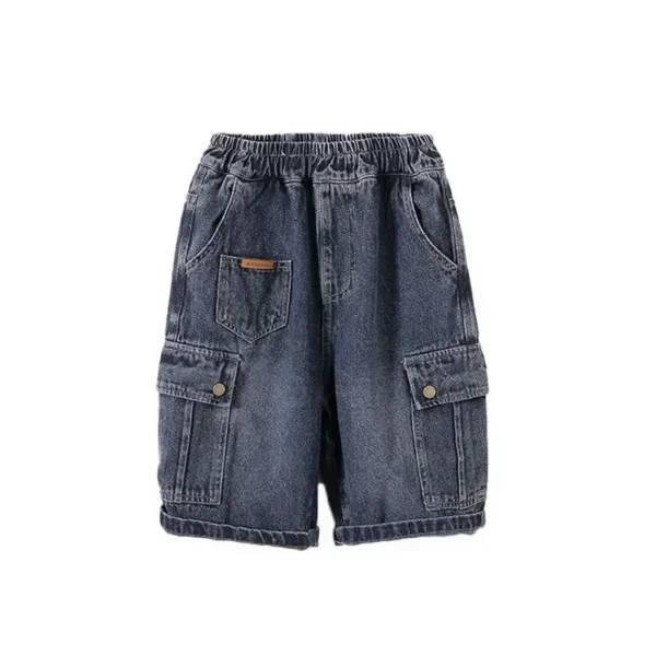 New 2025 Summer Fashion Boys Denim Five-point Pants Kids Solid Thin Denim Shorts Teen Casual Jeans Children Clothing - Image 5