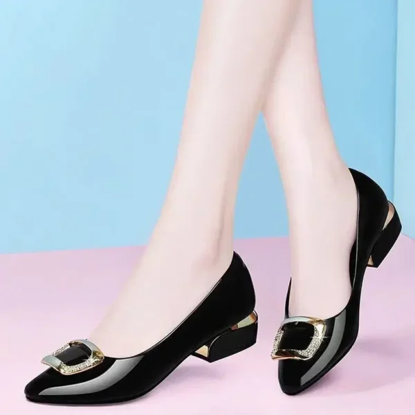 Four-season Versatile Women's Work Shoes with Pointed Toe and Thick Heel - Image 5