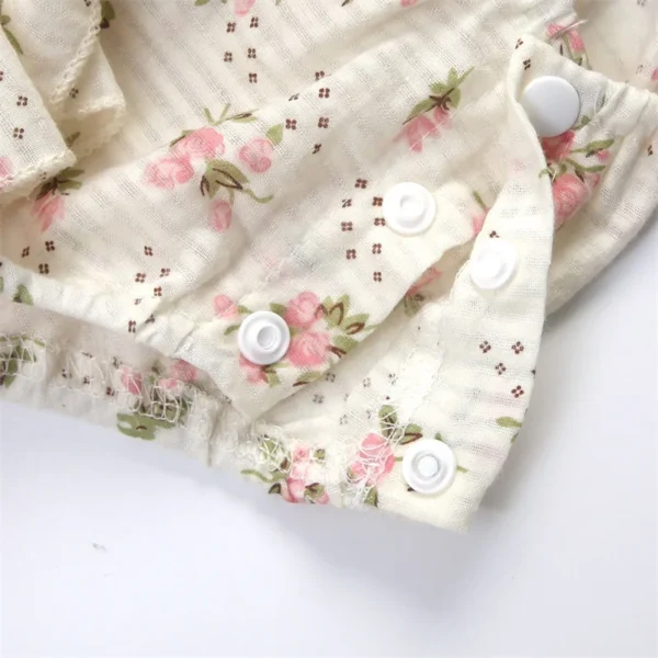 Baby Girl Summer Jumpsuit Set Floral Elasticated Bust Sleeveless Ruffled Romper with Bow Headband - Image 4
