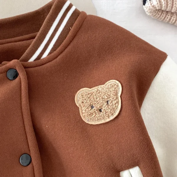 Children's Winter Fall Outfit with Plush Zip-Up Hoodie, Stunningly Cute Warm Baseball Jacket for Kids Baby Boys Girls 3M-3Y - Image 4