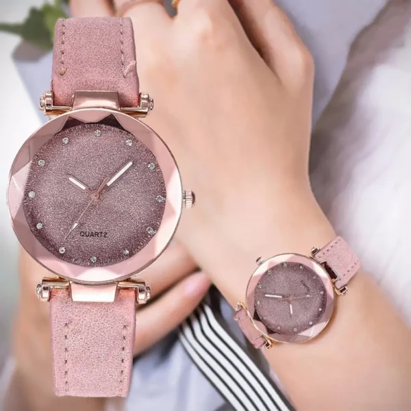 Faux Leather Strap Watch Formal Casual Women Watch Elegant Rhinestone Women's Casual Watch with Faux Leather Strap for Business