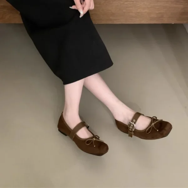 Women's Flat Bow Ballet Shoes – Silver Buckle Mary Jane Pumps & Casual Ballerina Flats - Image 4