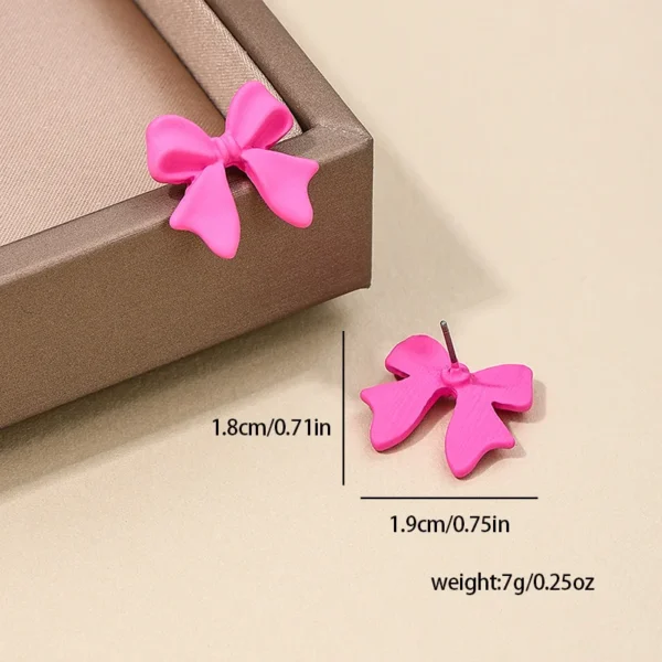 Sweet Girl Romantic Pink Bow Knot Earrings for Women Fashion Jewelry Gifts - Image 4