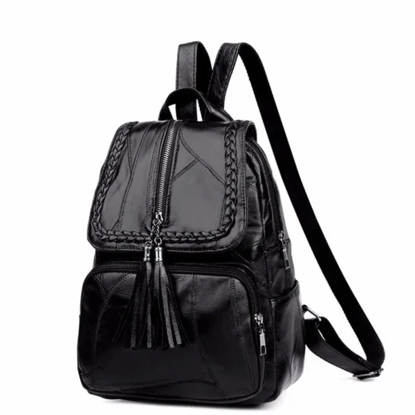 New Fashion Leisure Women's Simple Backpack Travel Soft Pu Leather Handbag Shoulder Bags for Women Girls School Bag - Image 2