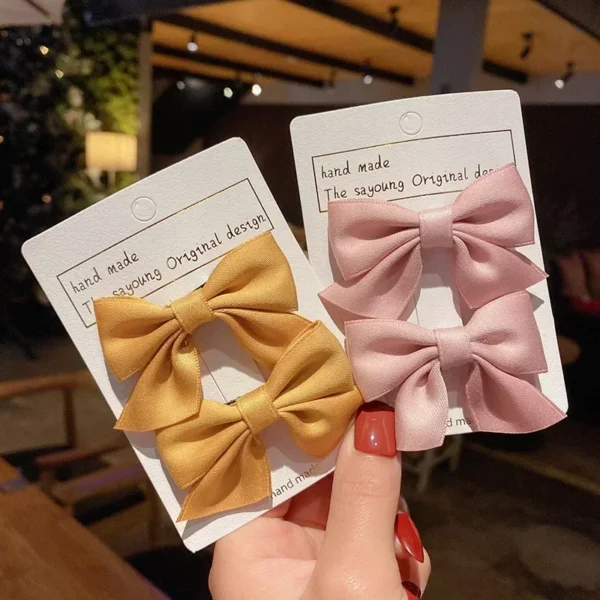 Kids Red Bows Hair Clips for Baby Girls 2Pcs/Set Handmade Ribbon Bowknots Hairpins Barrettes Hair Accessories New Year Christmas - Image 5
