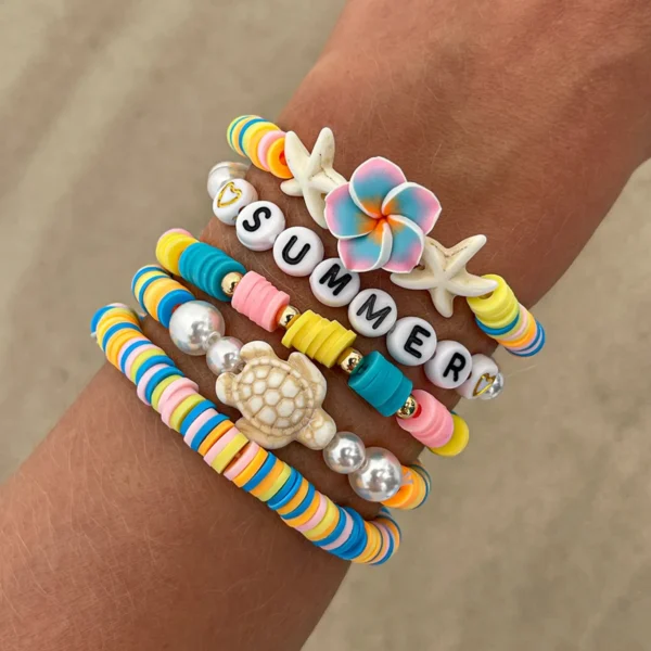 4/5Pcs Bohemian Shell Bracelet Set For Women Starfish Charm Rice Beads Wristband Bangle Girls Summer Beach Jewelry Accessories - Image 3