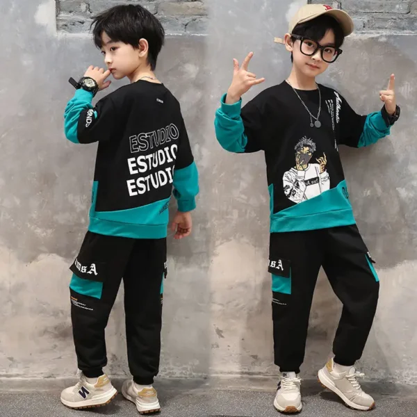 2025 teens winter Autumn Boys Clothes Children Set Sweatshirt hoodie + Pants Tracksuits Kids Sport Suit 4 8 10 11 12 Year spring - Image 2