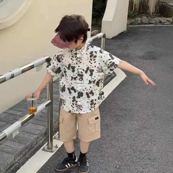 Children's shorts are versatile summer boys with double flap pocket pantss and handsome street cargo pants for middle-aged - Image 4