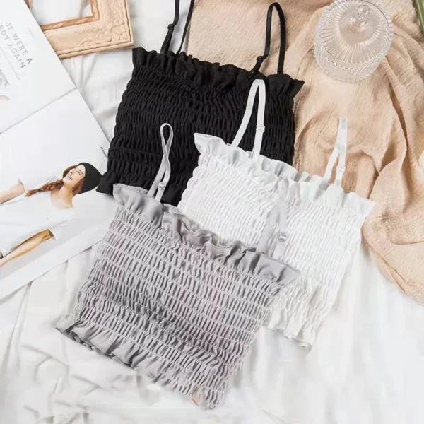 Kids Girls Summer Training Bras Black White Gray Pleated Tube Tops 2022 New Arrival Teenage Girls Underwear Cute Bra Sports Bra
