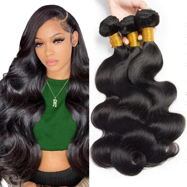 Body Wave Bundles Human Hair Brazilian Hair Weave Bundles 100% Natural Black 3 4 Bundles Deal Loose Wave 30 Inch Hair Extensions