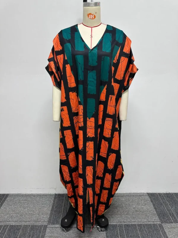 2024 Dashiki African Dresses for Women Autumn Africa Short Sleeve V-neck Polyester Printing Long Maxi Dress Ankara Dresses S-3XL - Image 4