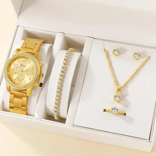 6PCS Set Womens Fashion Quartz Watch Female Clock Rose Red Butterfly Luxury Brand Design Women Watches Simple Ladies Wrist Watch - Image 3