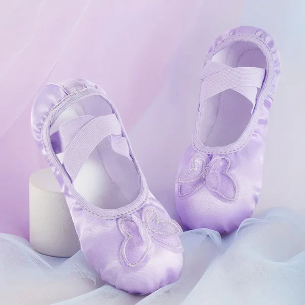 Children Girls Woman Canvas Butterfly Knots Soft Sole Ballet Slippers Practise Ballerina Dance Shoes - Image 3