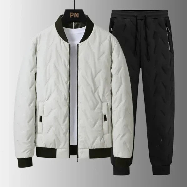 Men's Puffer Cotton-padded Sets Korean Style Thicker Cotton Jacket +Lamb Fleece Pants 2 Piece Suits Men's Winter Warm Sets - Image 6