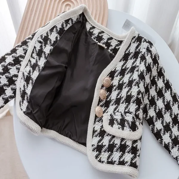 2023 Spring Girls Fashion Plaid 2pcs Suit Baby Kids Children Clothing Set Including Coat+ Skirt Four Colors - Image 2