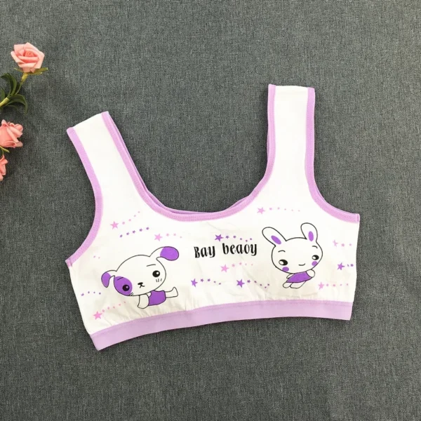 Girl Puberty Girl Cartoon Rabbit Printing No Steel Ring Cotton Top Underwear Sports Bra For 8-16Y Girls Teen Girls Clothing - Image 4