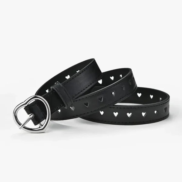 Children Leather Belts Peach Heart Buckle Waistband Belts - Image 4
