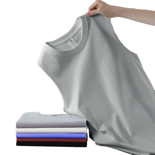 Round Neck Tank Top Fitness Sport Vest Daily Use Sports Activities Daily Wear Loose Fit Solid Color Summer Clothing - Image 3
