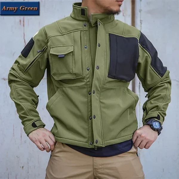 Waterproof Shark Skin Tactical Sets Mens Thicken Fleece New Soft Shell Combat Jackets+windproof Warm Cargo Pant 2 Piece Set - Image 4