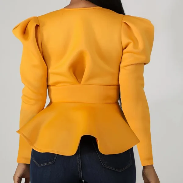 Women Peplum Blouse Tops Club Waist Belt Bowtie Half Sleeves Deep V Neck Sexy Party Clubwear Night Date Out Evening Bluas Ladies - Image 3
