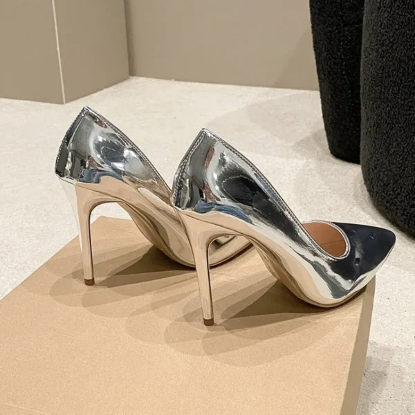 Soft Leather Sliver Gold High Heels 8/10cm Shoe Fashion Women Pumps Pointed Toe Slip-on Office Woman Wedding Shoes Large Size 43 - Image 3